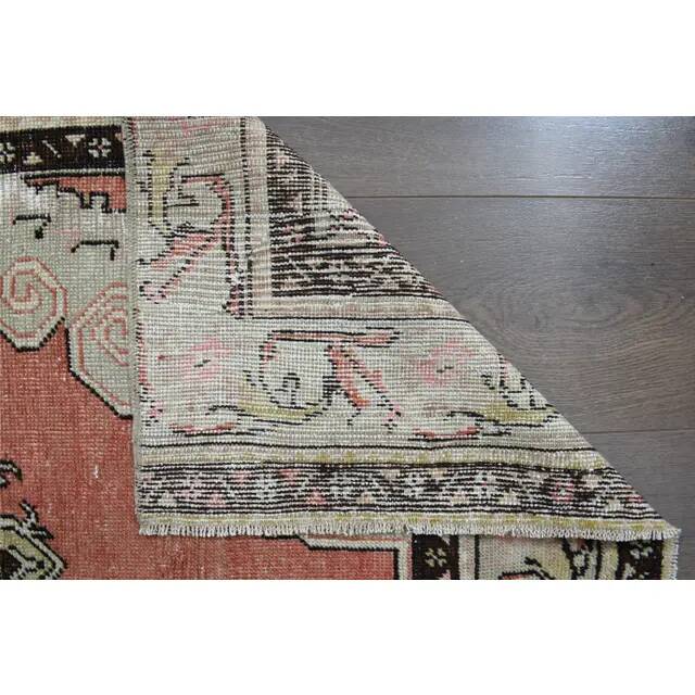 Orange Handmade Wool Turkish Vintage Oushak Runner Rug 94x324