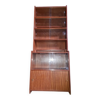 Danish teak library, display cabinet, shelves 1970