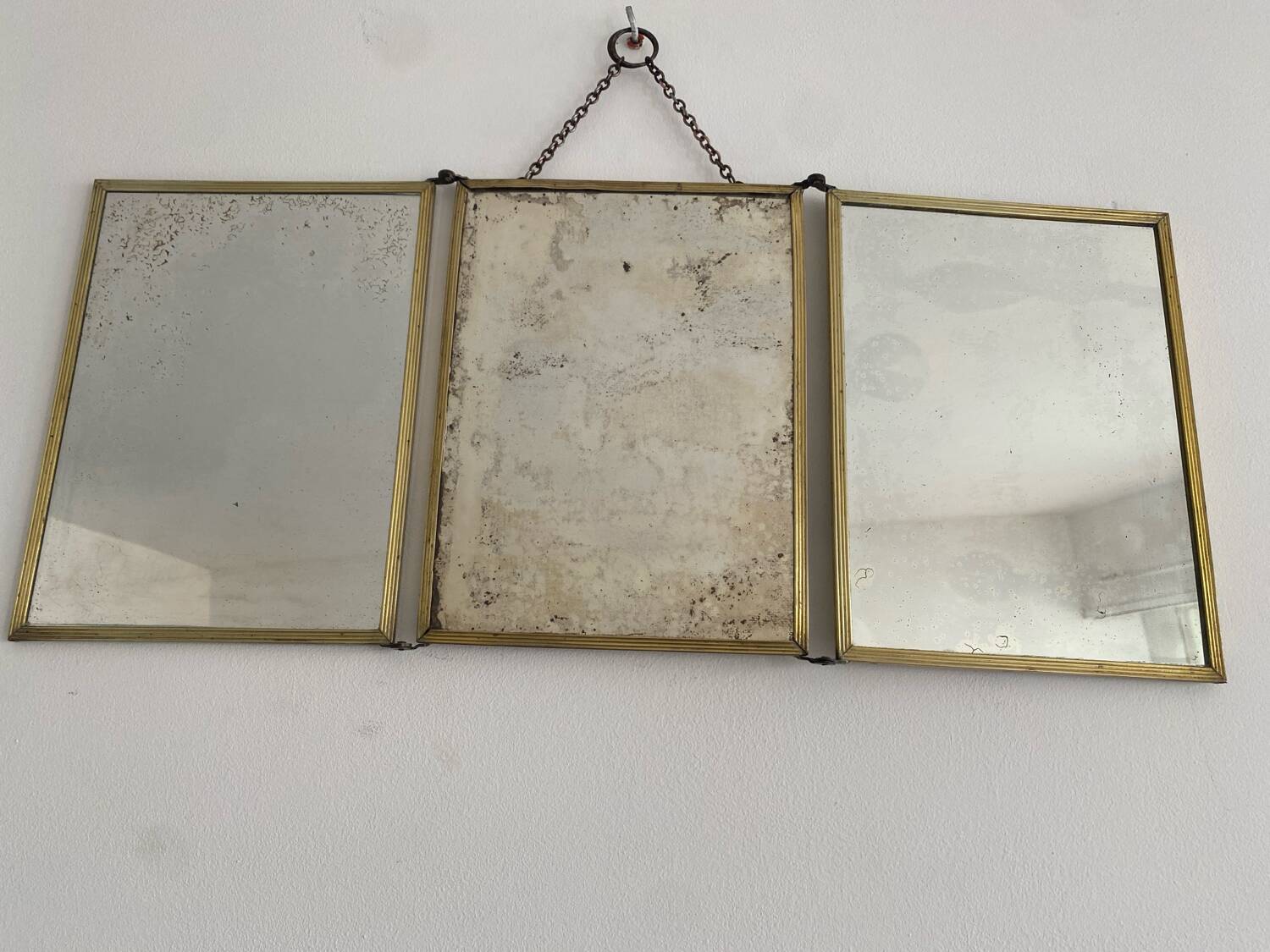 Antique Triptych Mirror