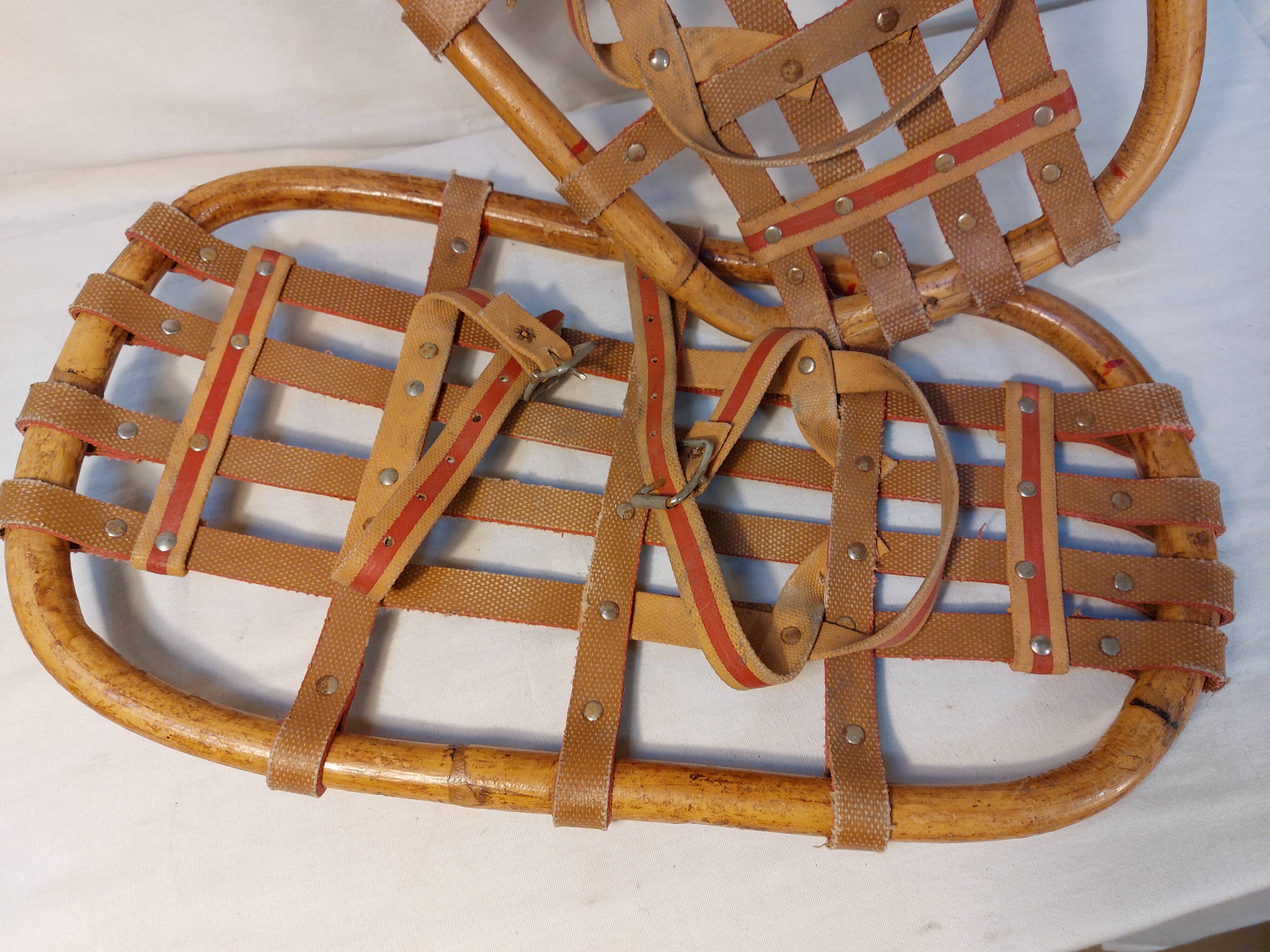 Pair of vintage bamboo snowshoes