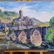 Landscape village old gouache bridge / paper 65/50cm