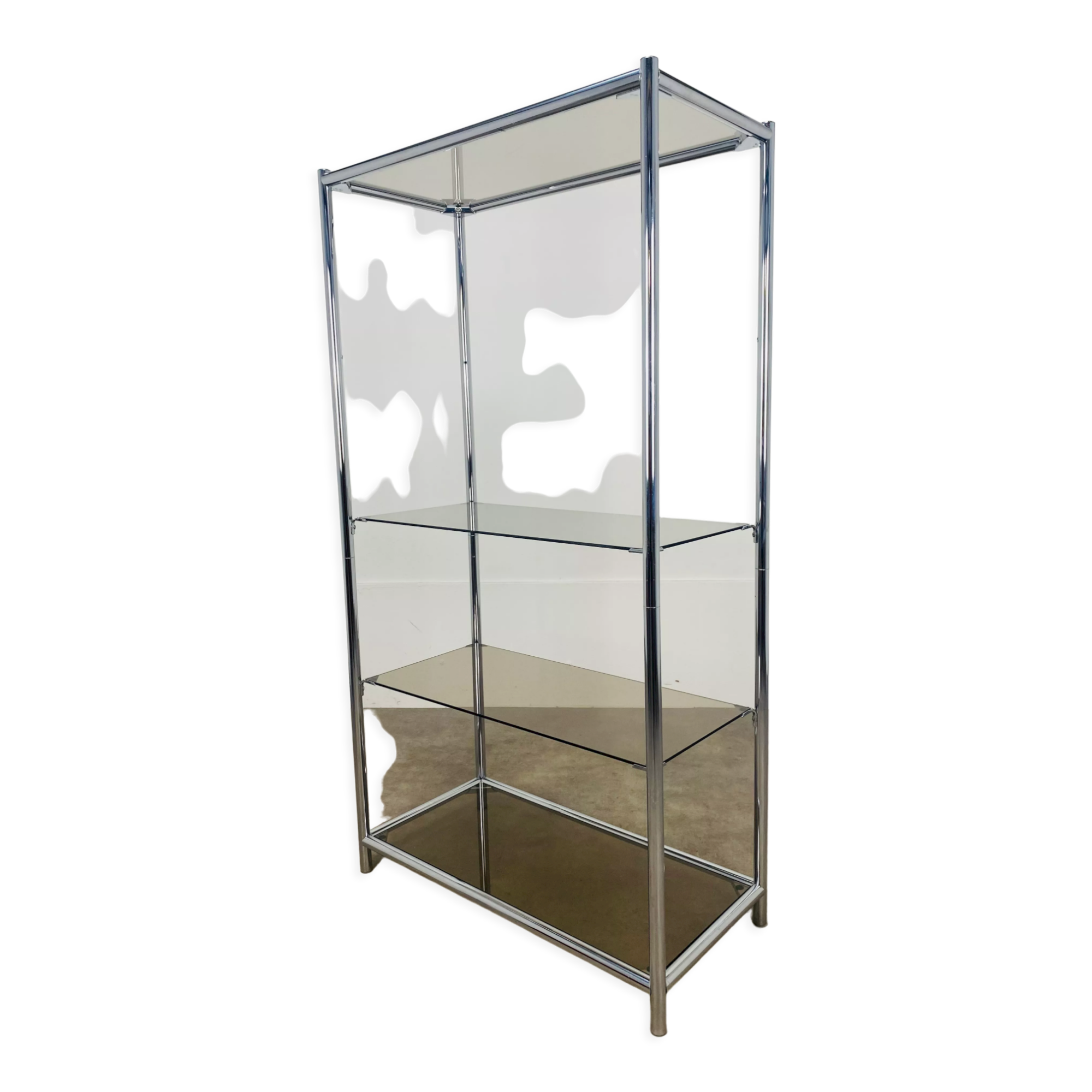 Shelf chrome and smoked glass 70s