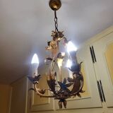 Set of 3 gold painted metal chandeliers