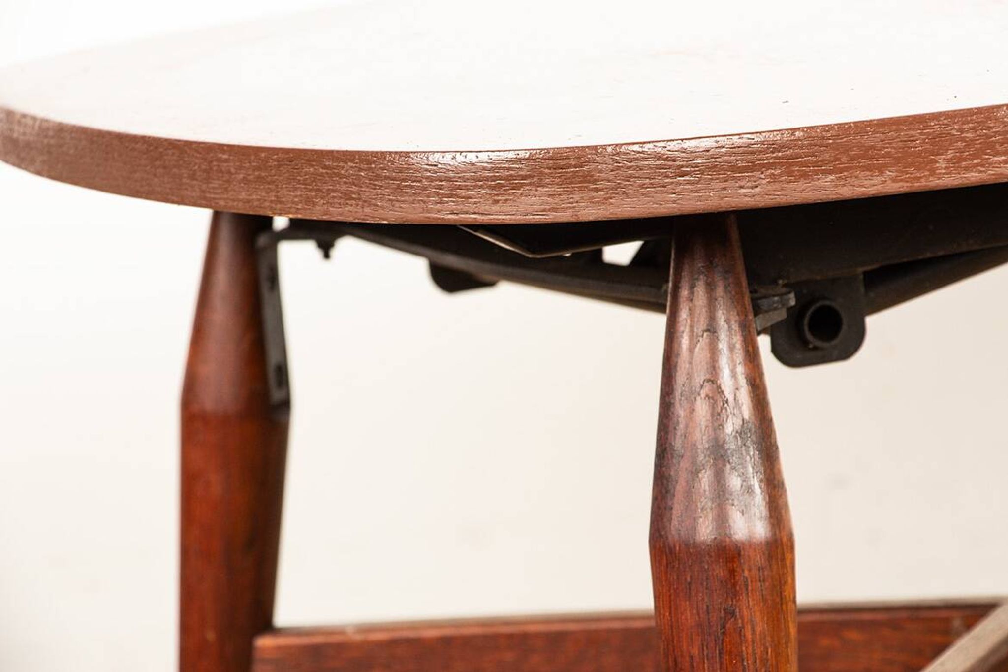 Danish high and low table in teak and brown lacquered wood, Smørrebrø model