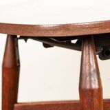 Danish high and low table in teak and brown lacquered wood, Smørrebrø model