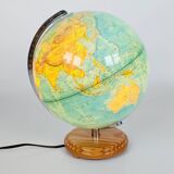Columbus Duplex illuminated globe on a wooden base, 1980s
