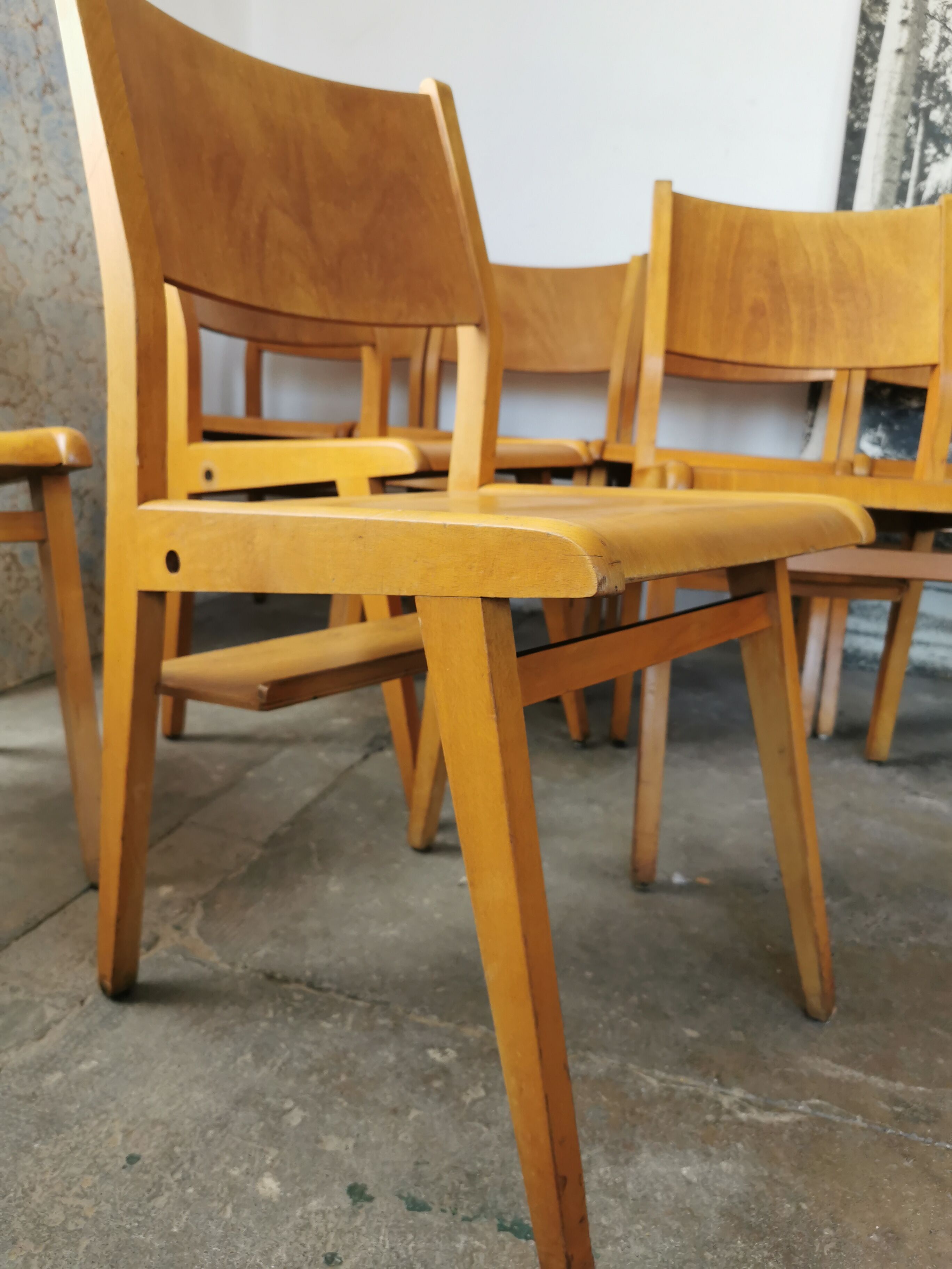 Set of 10 vintage theater chairs compass feet