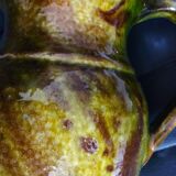 Pitcher vase, thick green glazed terracotta, signature to be identified