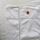 Drap ancien en lin broderie et monogramme