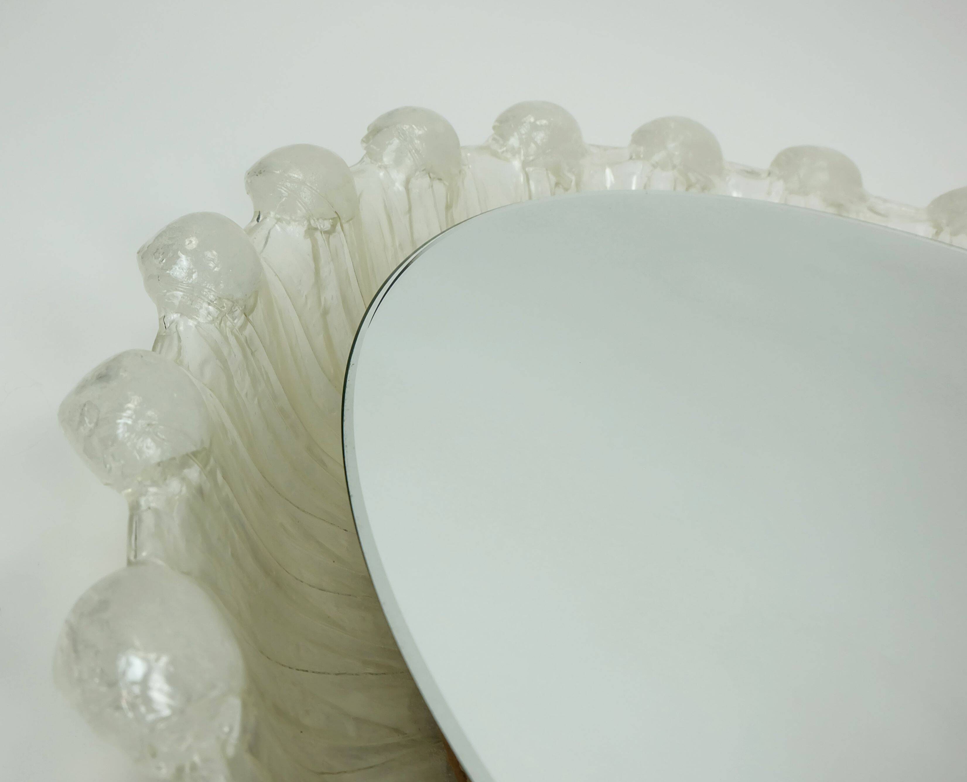 back lit wall MIRROR by schöninger acrylic frame ice glass decor 1960s 1970