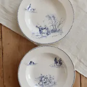 Antique hollow plate Creil and Montereau Téniers service - Ironstone