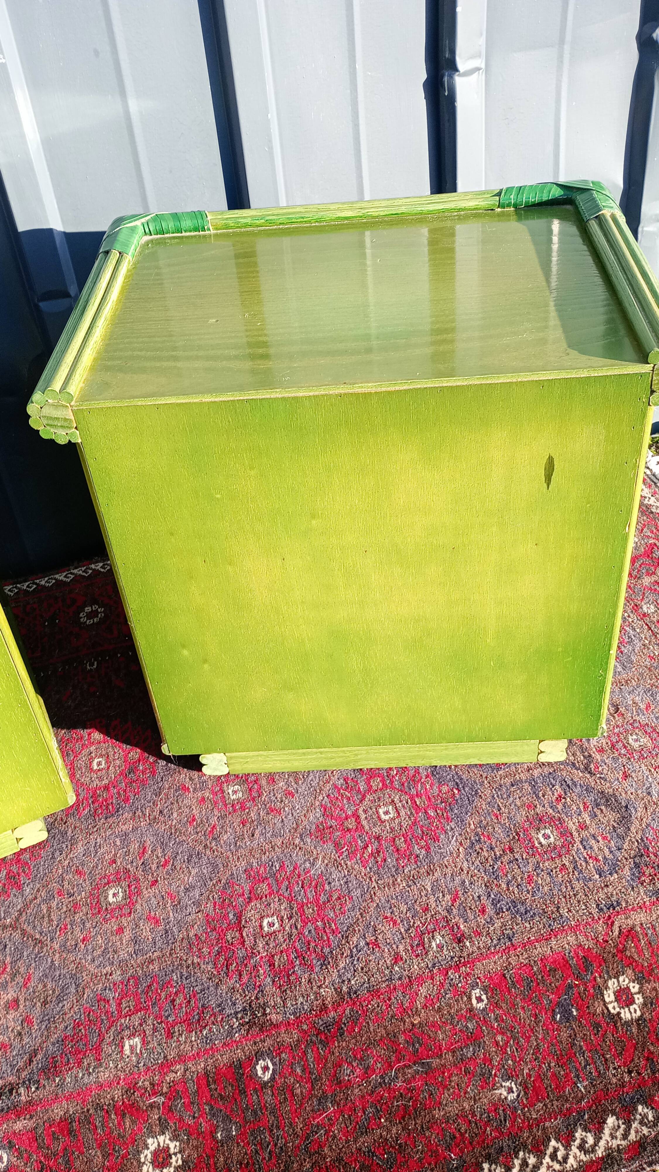Pair of rattan bedside tables