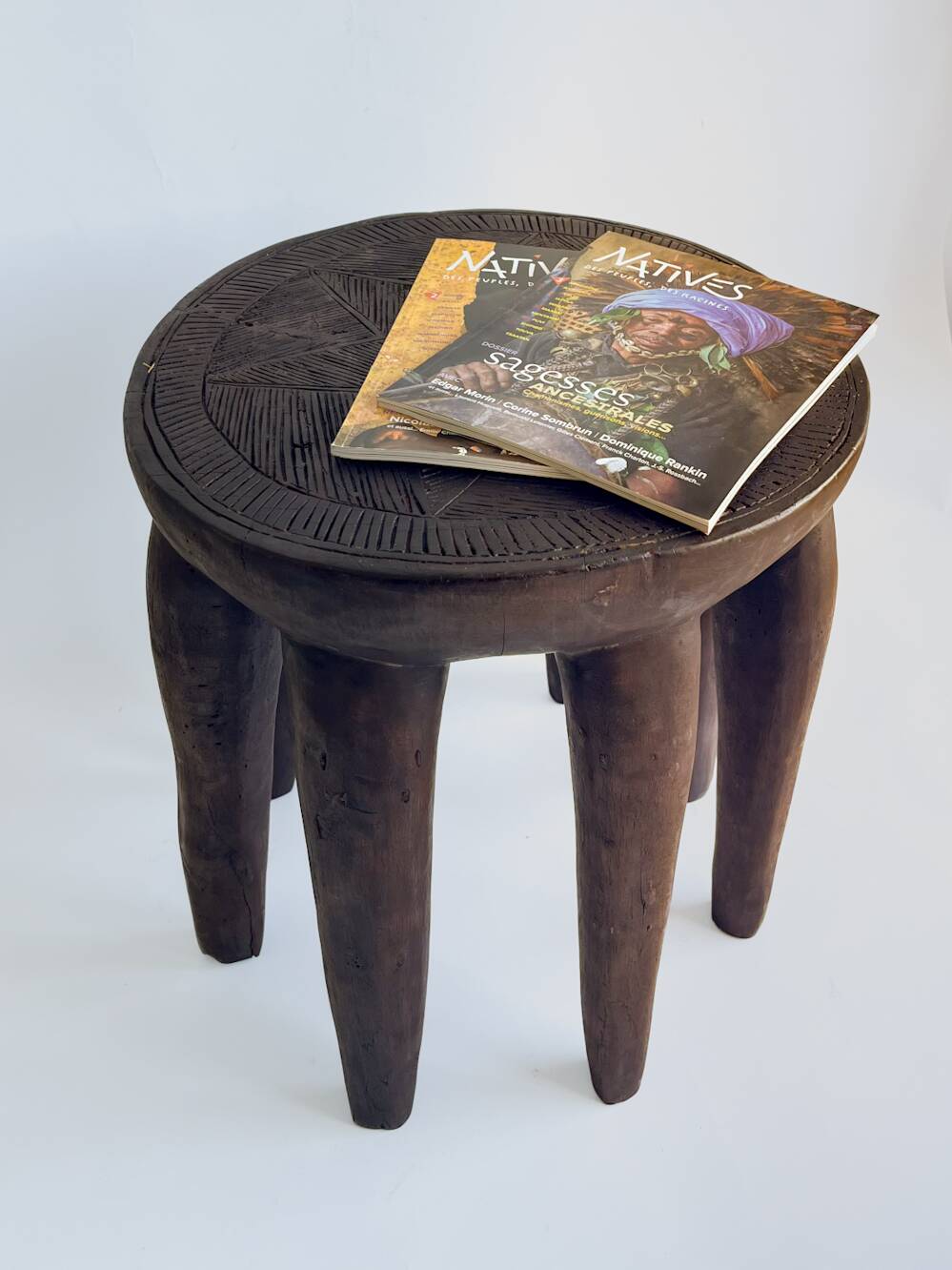 Large Nupe Stool 8 feet 50 cm – Solid wood tribal sculpture, piece