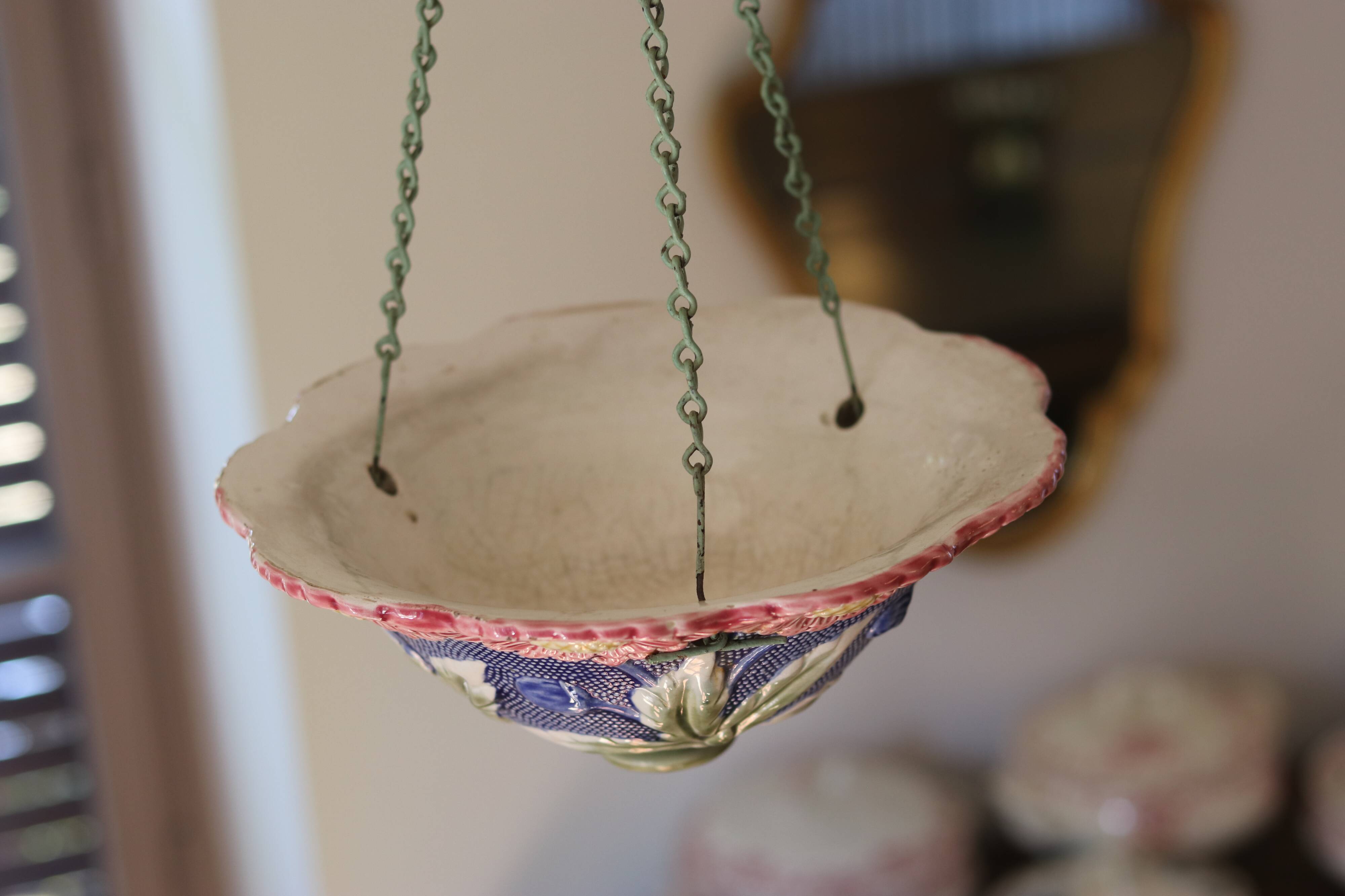 Hanging planter in slip circa 1900