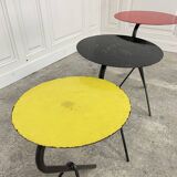 Three colorful 1950s nesting tables