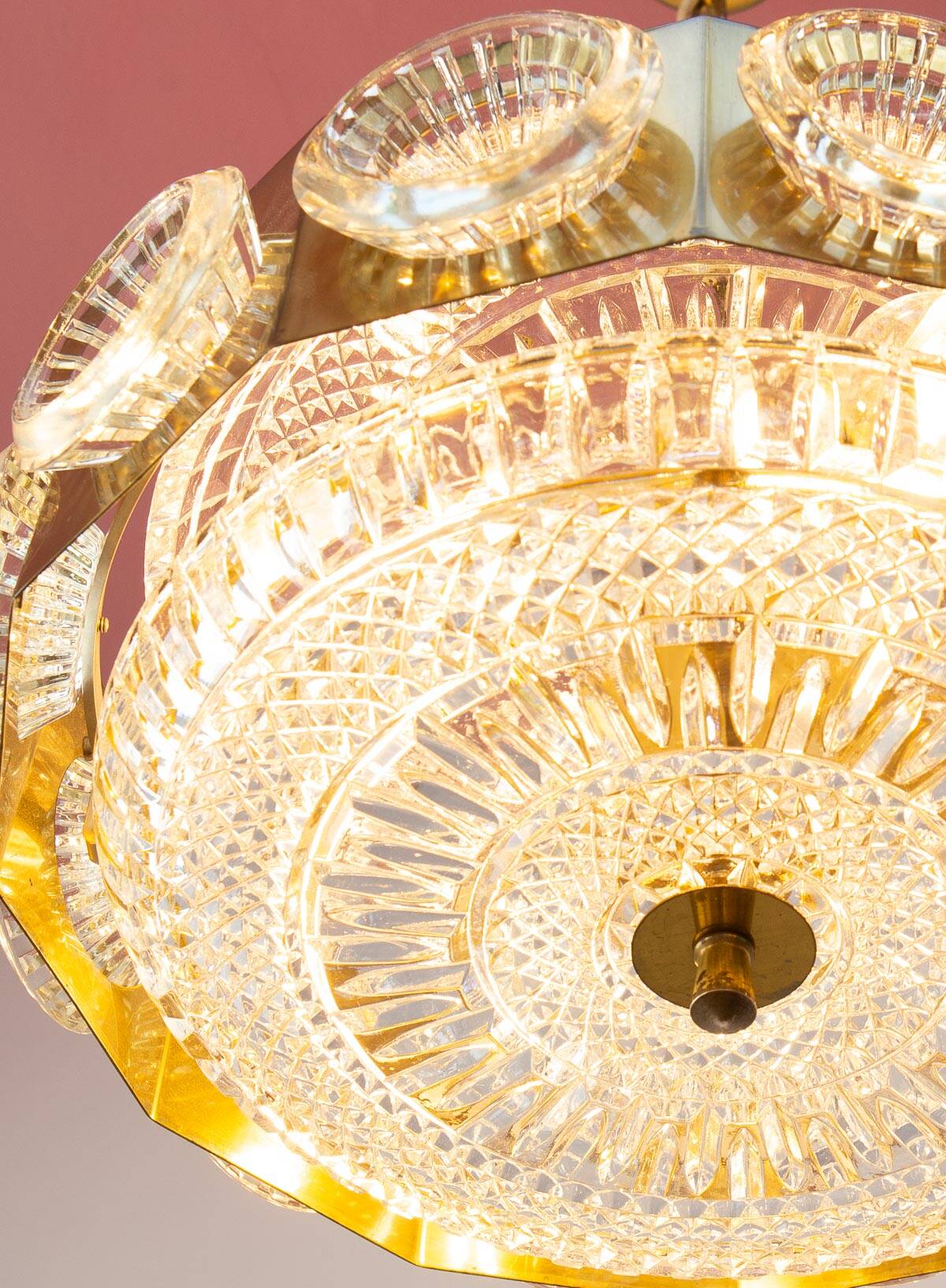 Swedish crystal pendant light attrib. Carl Fagerlund x Orrefors 1960s