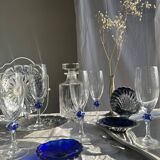 Set of 5 blue ball champagne flutes