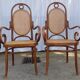 Pair of Thonet style armchairs canned and wood turned