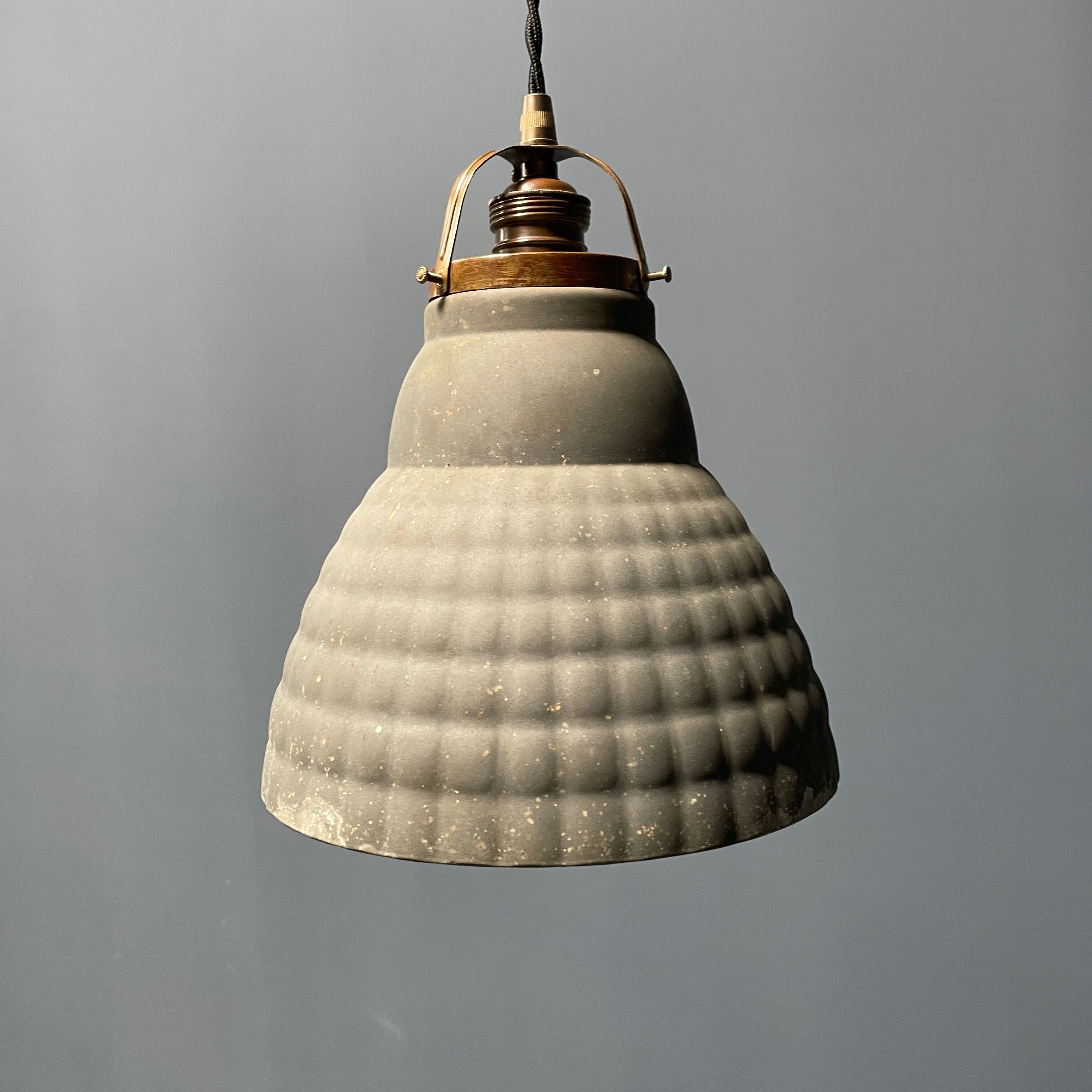 Old mercury glass hanging lamp with brass fixture