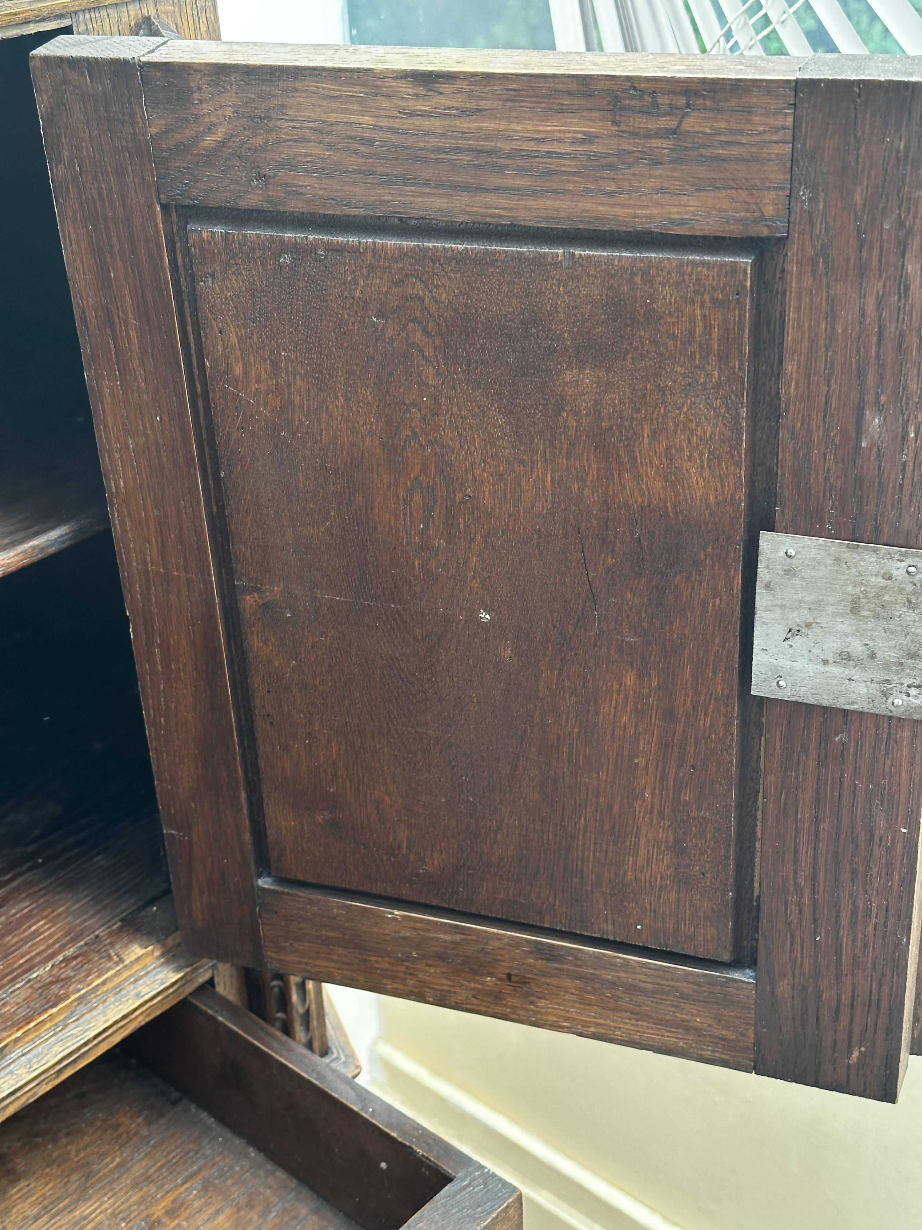 Pair of Gothic style cabinets in dark oak from the 19th century.