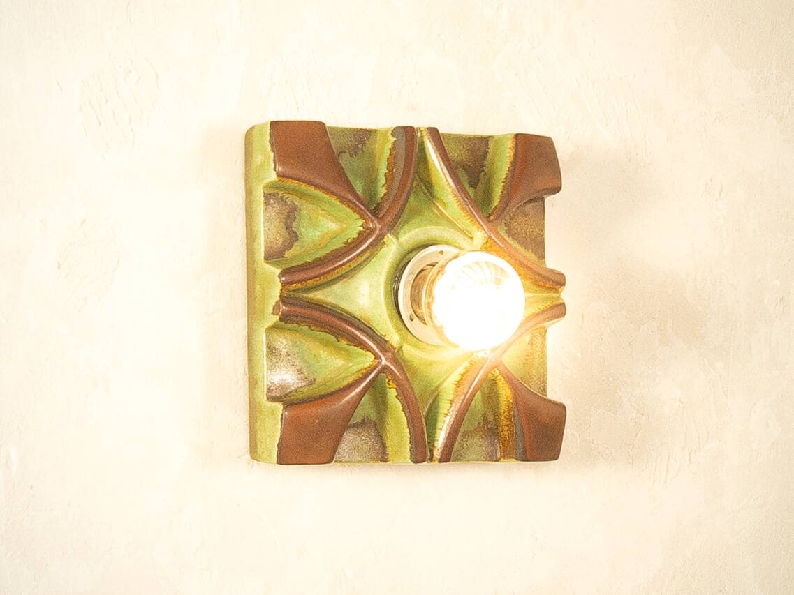 Ceramic wall lamp by Honsel, 1970s, Fat Lava glaze