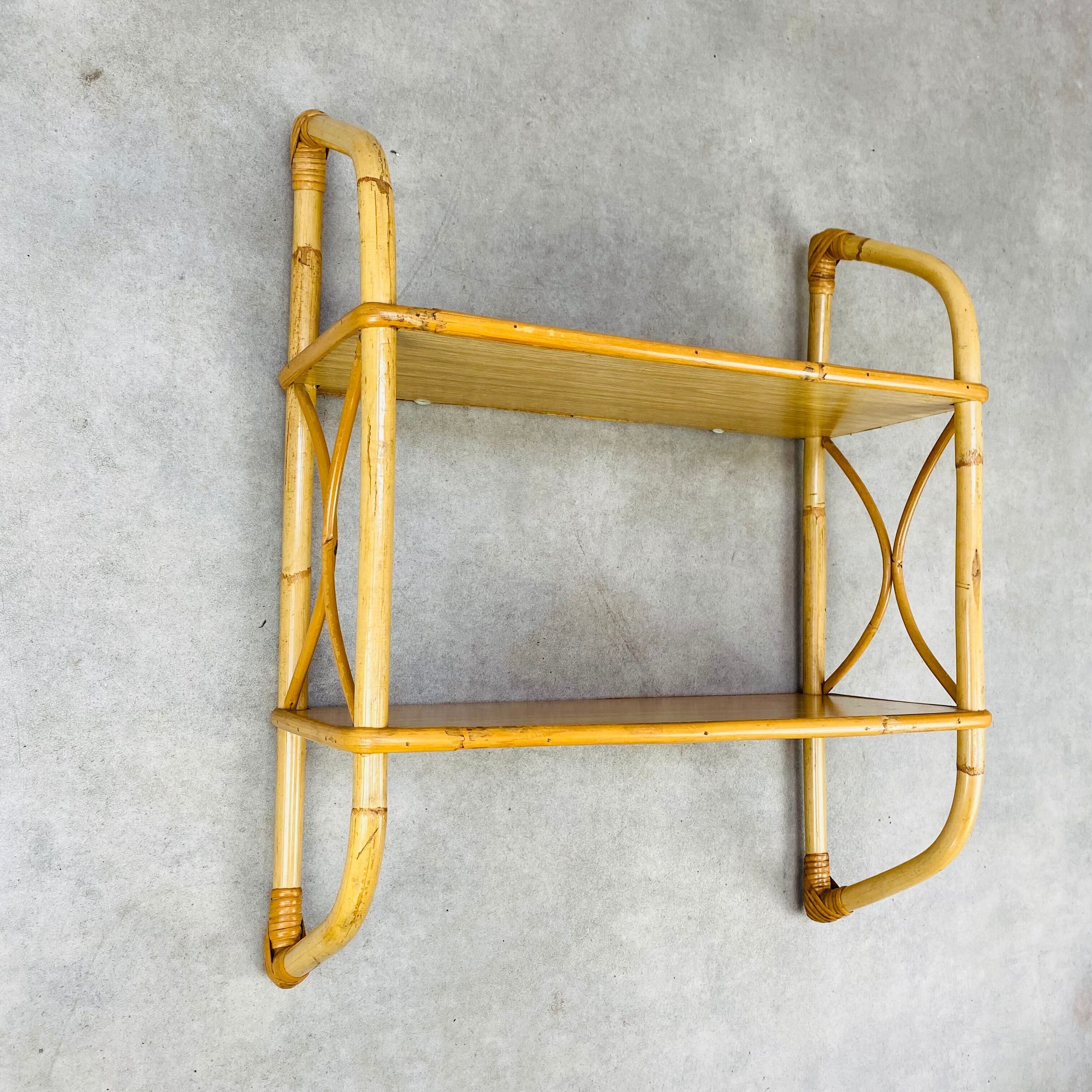 Rattan wall shelf 60s