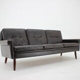 1970s Danish 3-seater sofa in dark brown leather