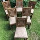 Series of 6 Chairs Neo Basque Wood Carved Cross Basque + Assise Fabric Vintage