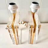 Pair of Lucite and gilt table lamps, Italy 1970