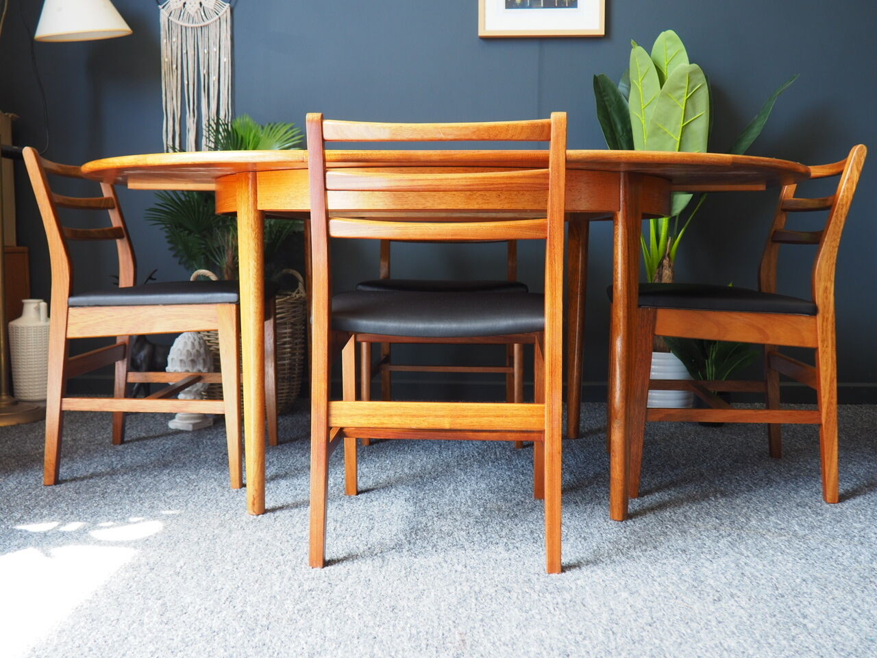 Teak dining table & four chairs A&FH Furniture