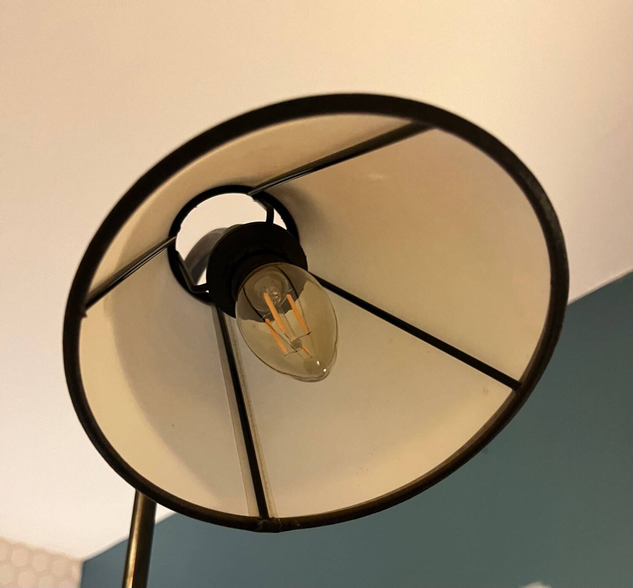 LIX Floor lamp base in raw steel with Caravan lampshade