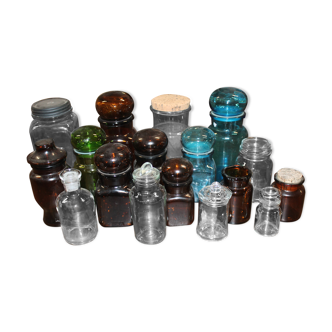 Lot of 17 glass jars