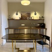 Table à manger Belgo chrome années 70 verre fumé