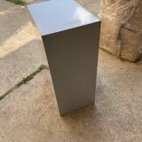 Grey metal industrial chest of drawers, 6 compact drawers, 1980s, utilitarian style.