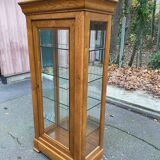 Louis Philippe illuminated display cabinet in solid oak from the 20th century