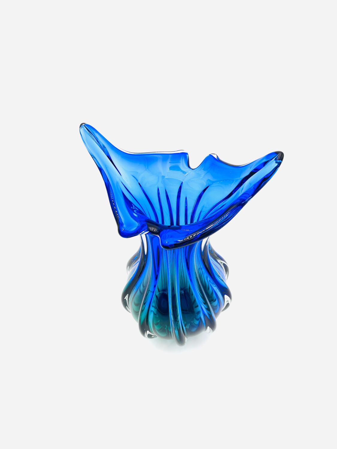 Large Murano Sommerso Vase 33cm - Cobalt Blue & Emerald - 2.8kg