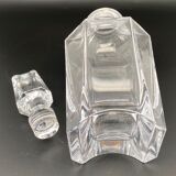 Carafe à alcool fort en verre transparent à facettes et bouchon travaillé