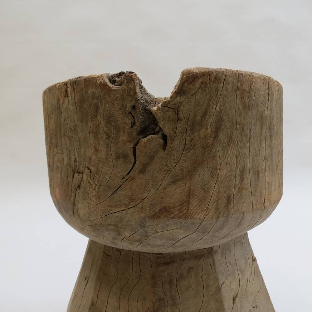 Antique Primitive Rustic African Mortar Stool Table