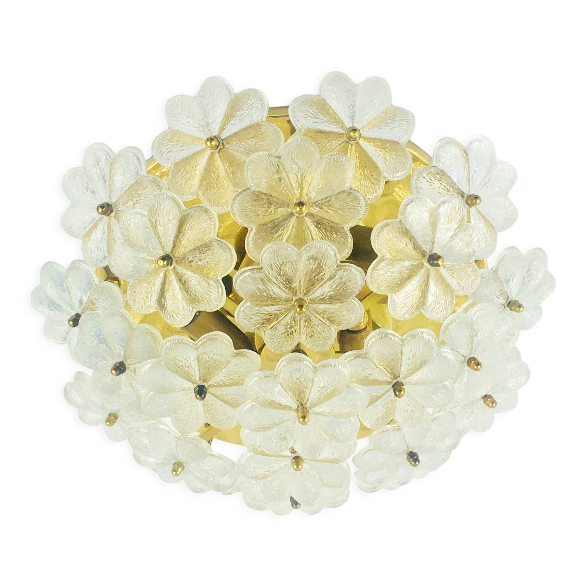 Mid-Century Floral Murano Glass Flush Mount by Ernst Palme for Palwa, Germany, 1960s