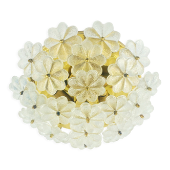 Mid-Century Floral Murano Glass Flush Mount by Ernst Palme for Palwa, Germany, 1960s