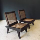 Low Modernist Folding Chairs by Pierre Jeanneret for Chandigarh, India, 1960s, Set of 2