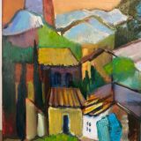 View of the village signed Duret