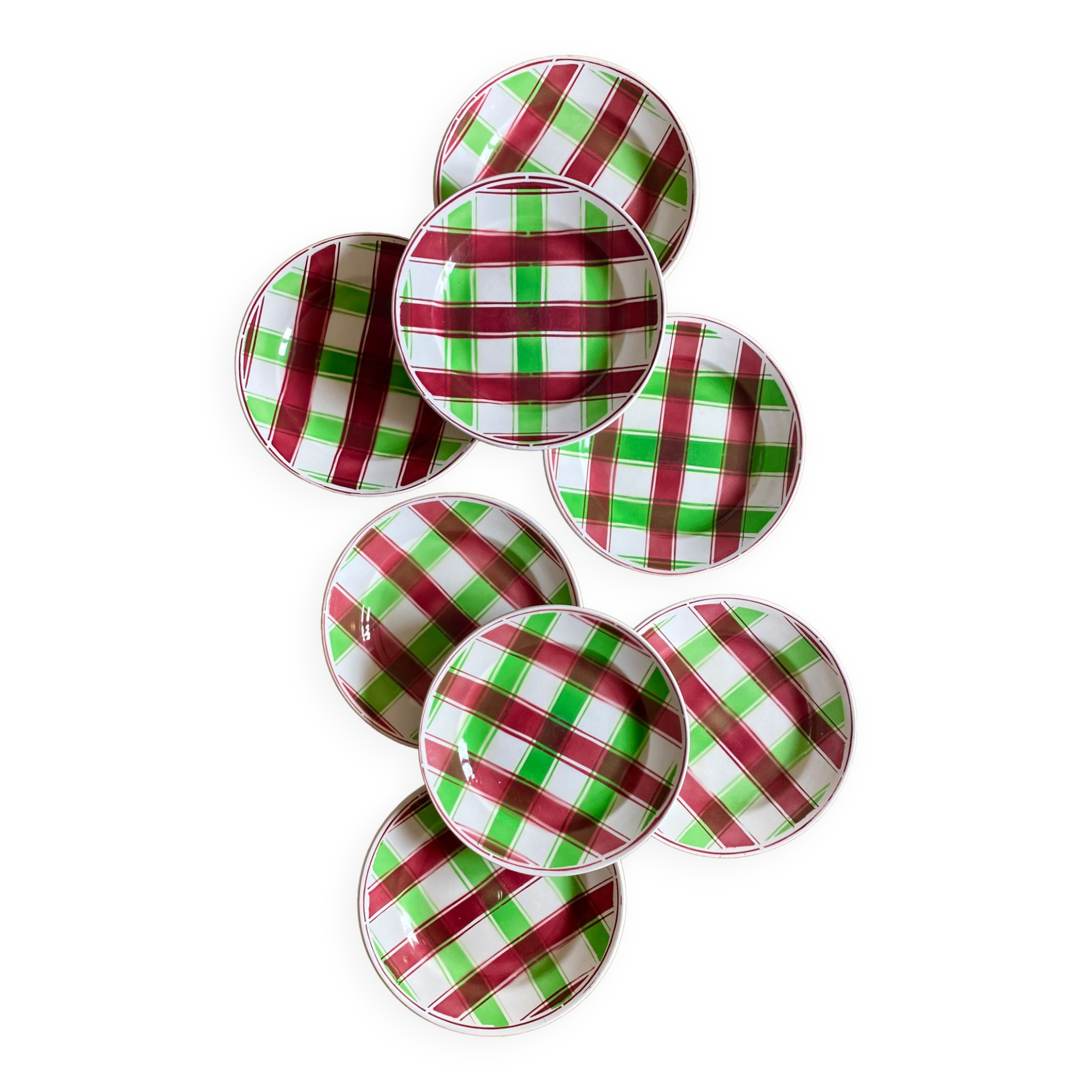 Set of 8 old flat plates, Sousse models by Digoin Sarreguemines