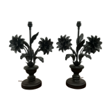 Duo of flower lamp bases