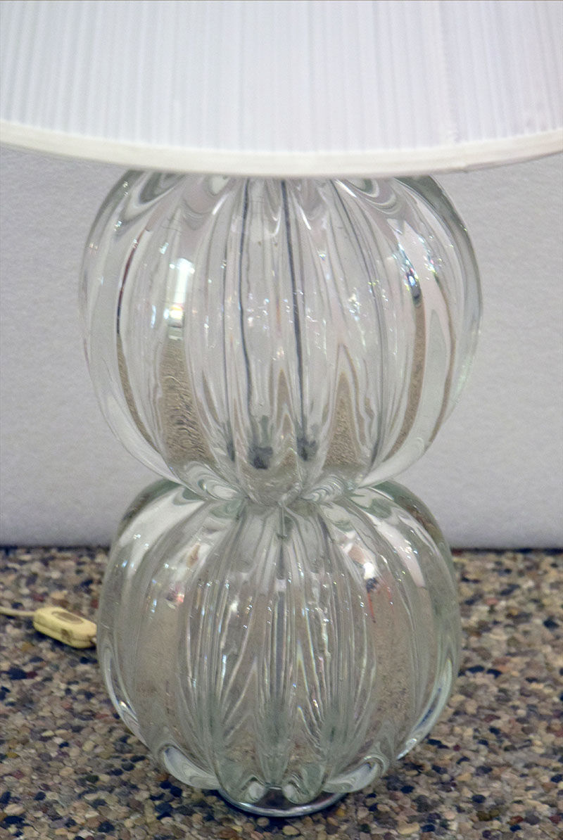 Lampe de table en verre soufflé de Murano, années 1970