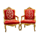 Pair of red and gold armchair Louis XV style