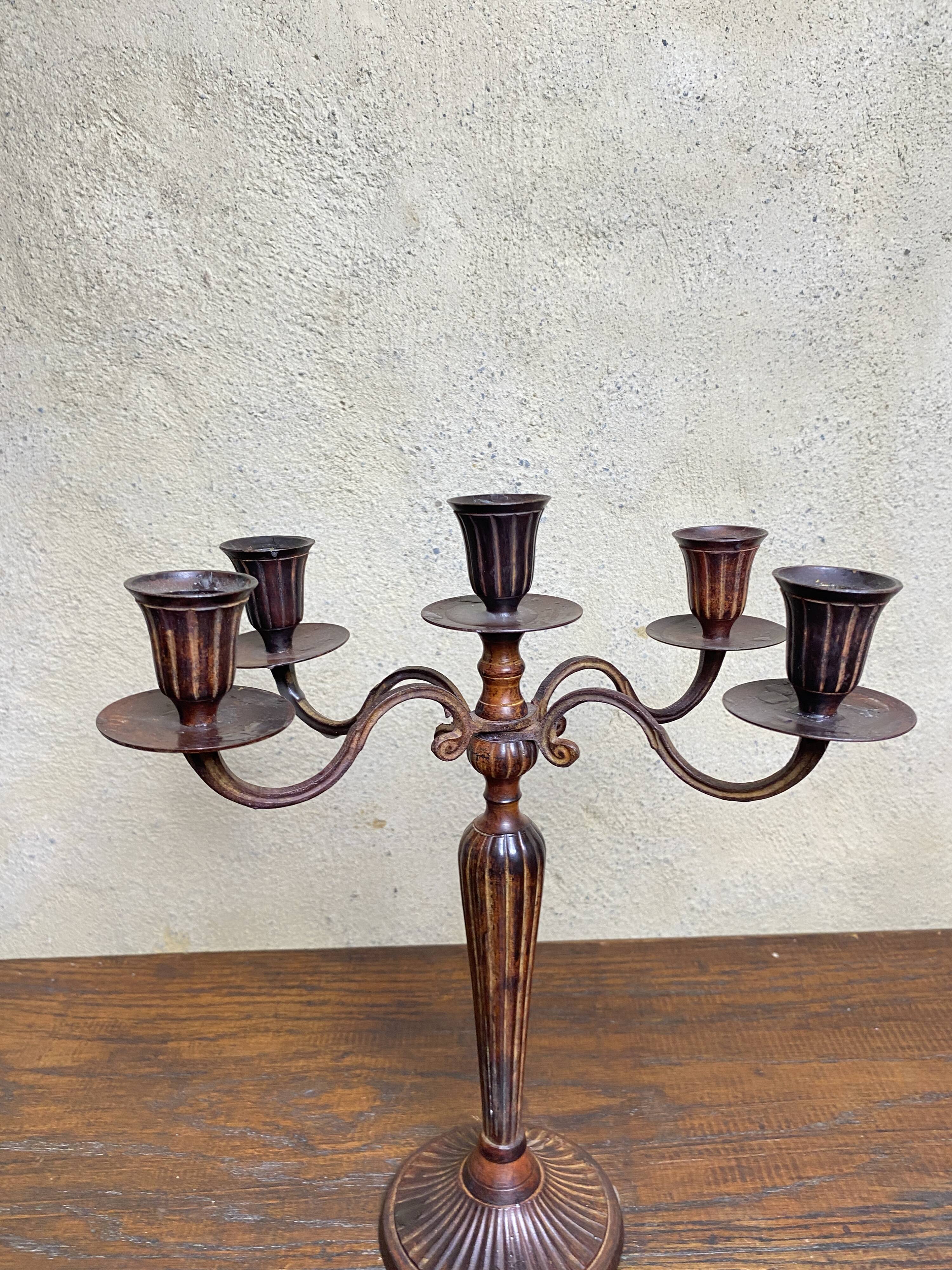 Large 19th century wrought iron candlestick