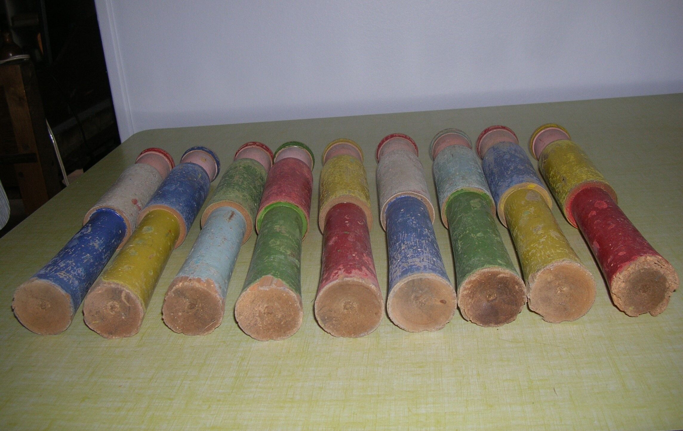 Set of 9 wooden pins