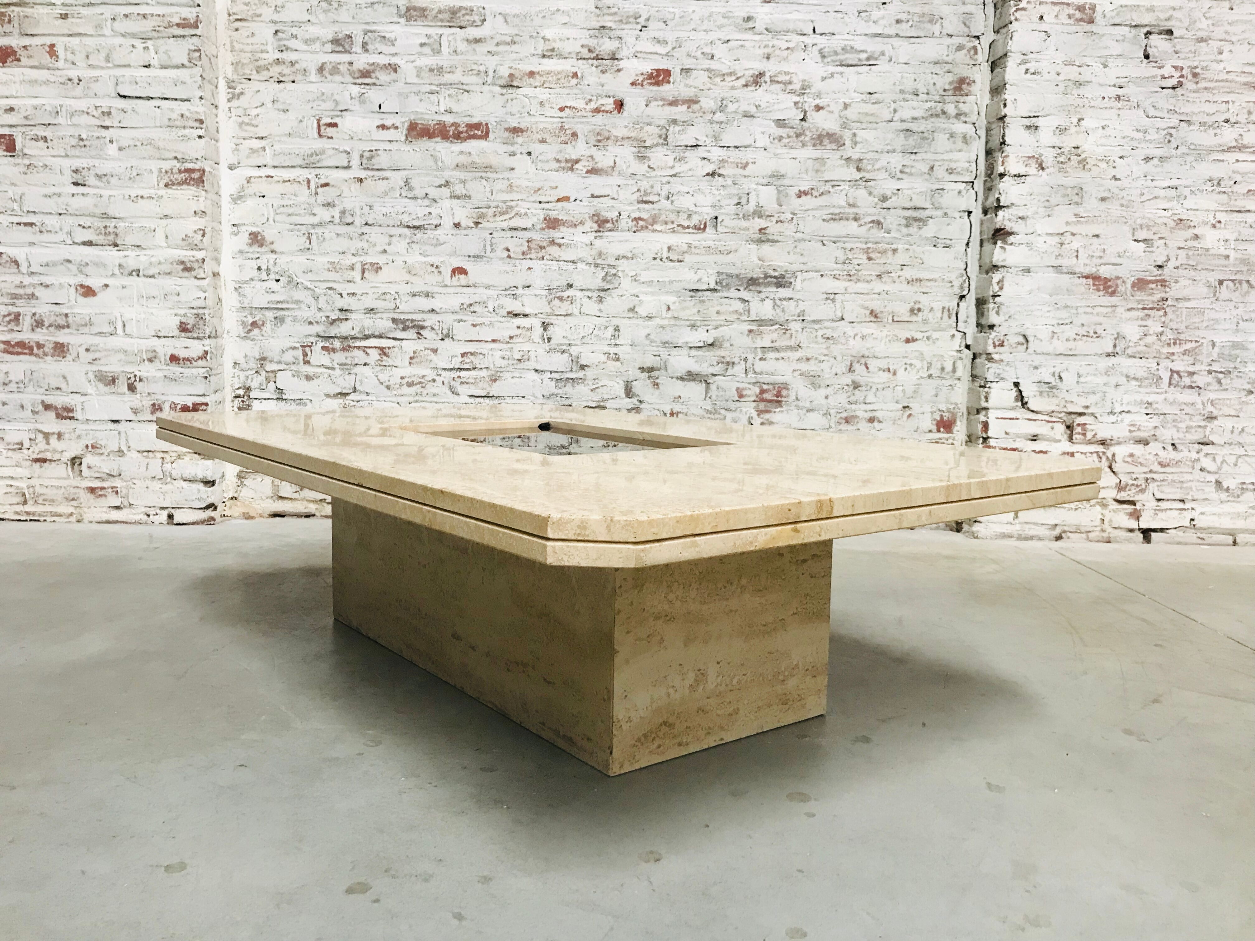 Vintage travertine coffee table by Georges Mathias