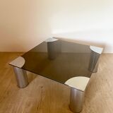 Coffee table chrome and smoked glass design, 1960